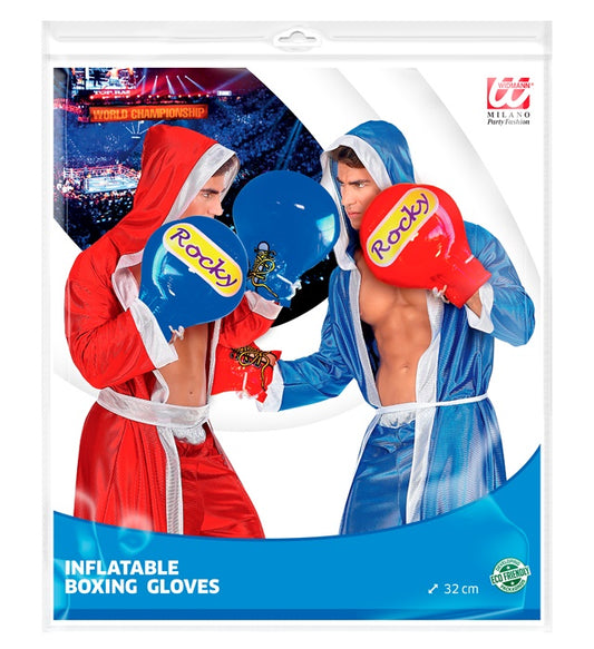Aufblasbare Boxhandschuhe 32 cm in Rot als Fasnacht Kostümzubehör