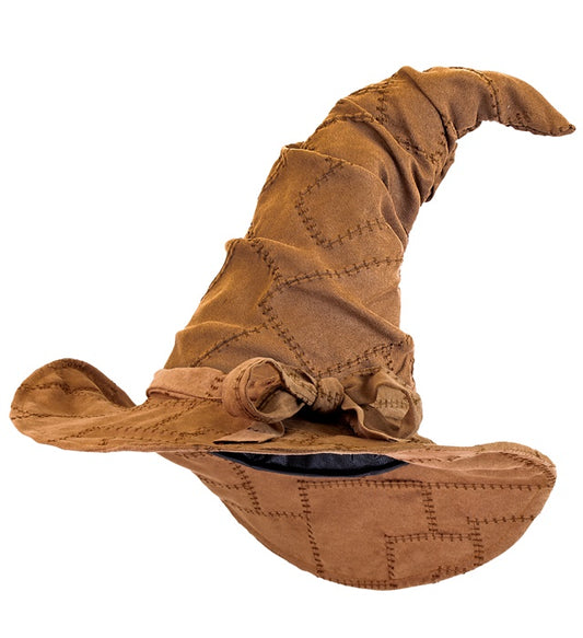 Brauner Magier- und Hexenhut aus Wildlederoptik für Fasnacht und Halloween