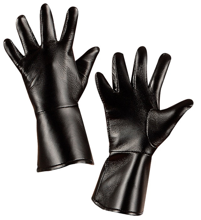 Schwarze Kinderhandschuhe aus Kunstleder für Piratenkostüme