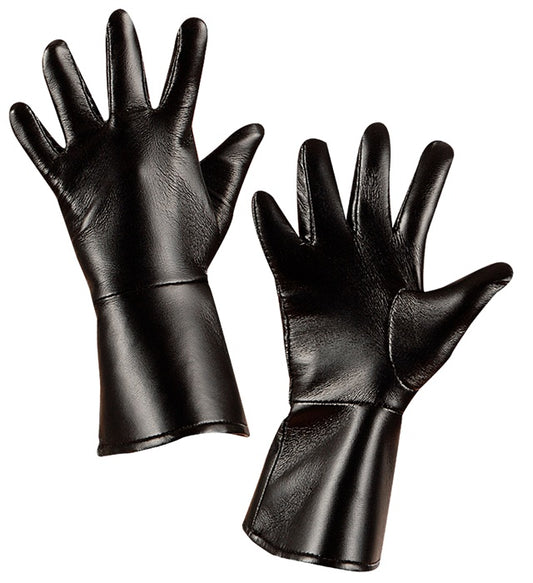 Schwarze Kinderhandschuhe aus Kunstleder für Piratenkostüme