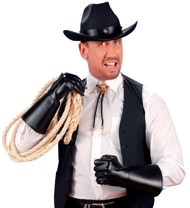 Schwarze Kunstleder-Handschuhe passend zu Piratenkostüm und Fasnacht