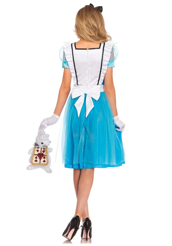 Fasnacht24 Klassisches Alice Kostüm für Frauen Blau,Weiss – Detailansicht