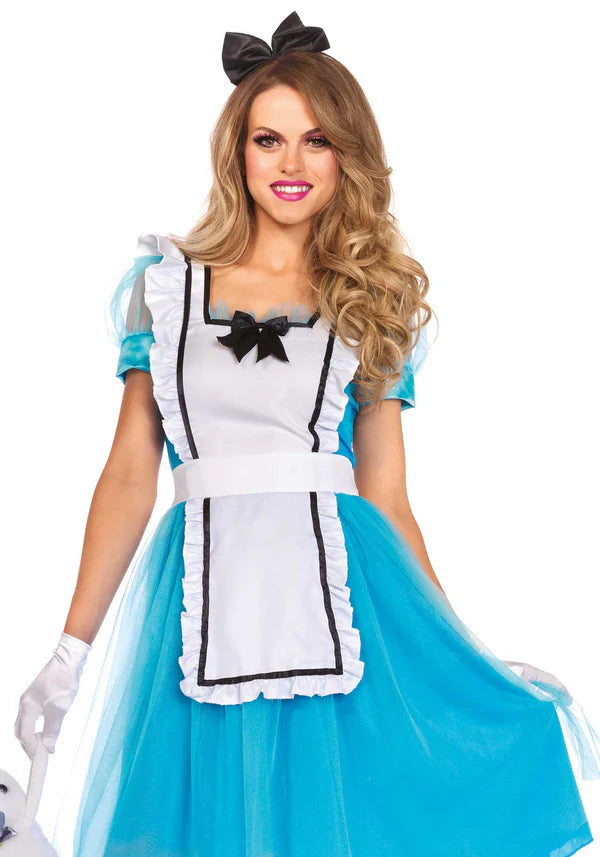 Klassisches Alice Kostüm für Frauen Blau,Weiss