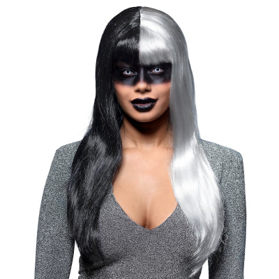 Boland Damenperücke Evil Temptress – Schwarz-Weiss Lang & Glatt
