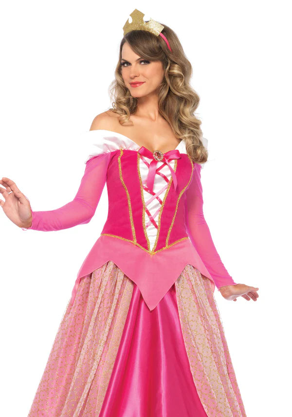 Fasnacht24 Deluxe Prinzessin Aurora Ballkleid Rosa – Detailansicht