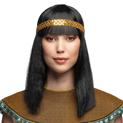 Boland Perücken Cleopatra Perücke mit Goldenem Stirnband und Synthetischem Bob-Stil