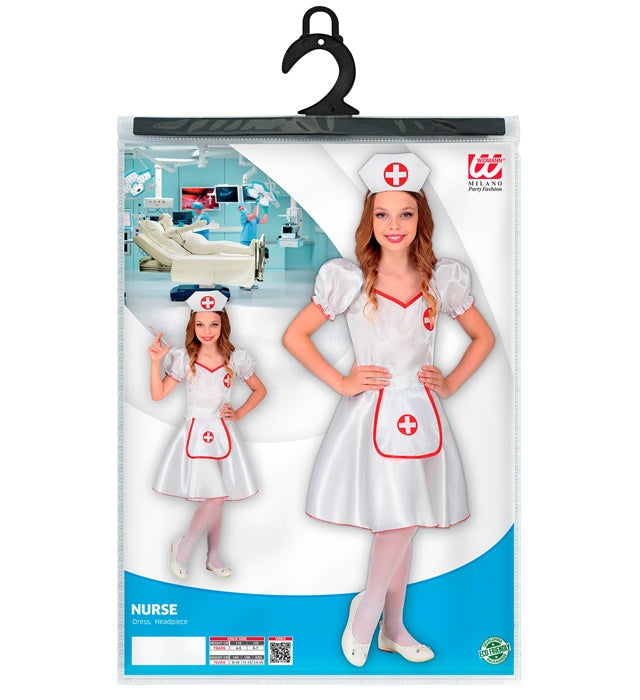 Krankenschwester-Kostüm mit weißem Kleid und Haube auf Haarreif