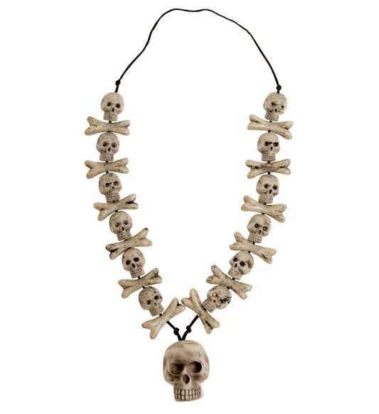 Kette mit Totenköpfen und gekreuzten Knochen als Halloween-Schmuck
