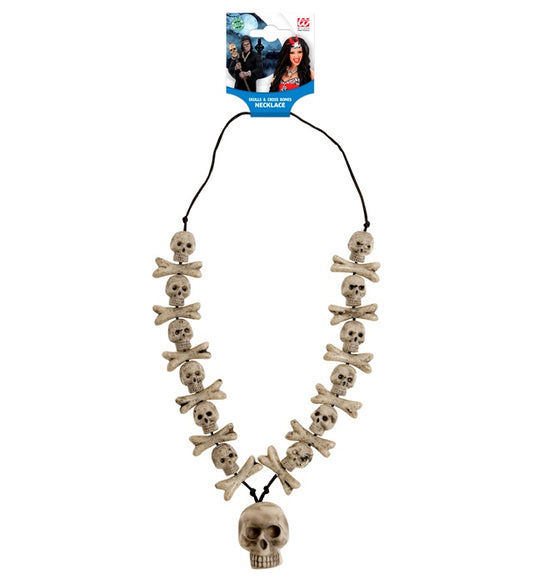 Kette mit Totenköpfen und gekreuzten Knochen als Halloween-Schmuck