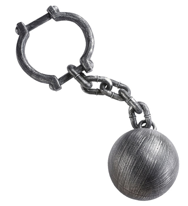 Sträflingskugel 54 cm mit Kette als Halloween-Dekoration
