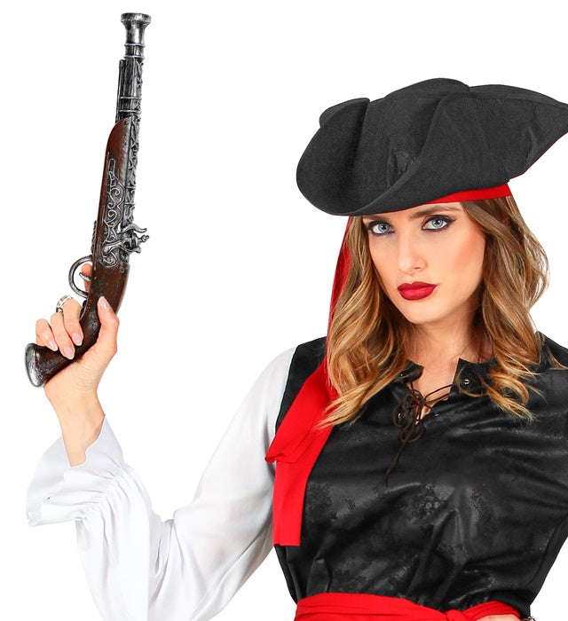 Antike Piratenpistole 43 cm als Kostümzubehör für Fasnacht und Karneval