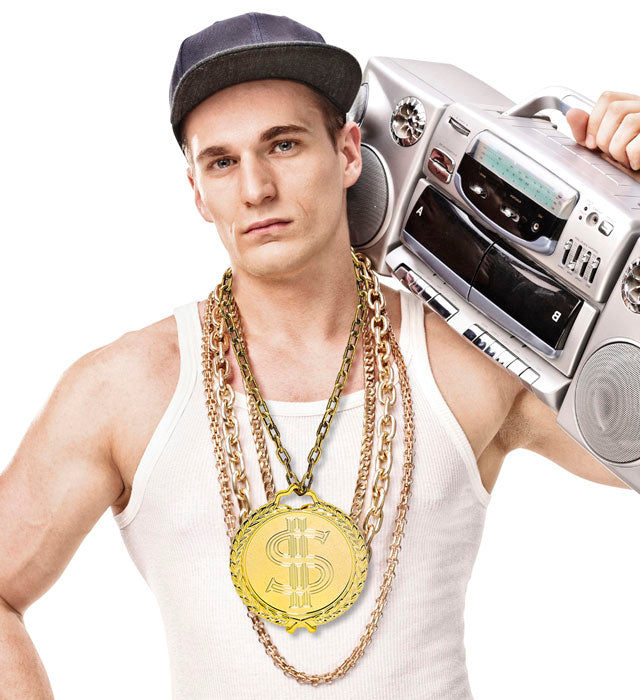 Hip Hop Halskette 58 cm schwarzes urbanes Design