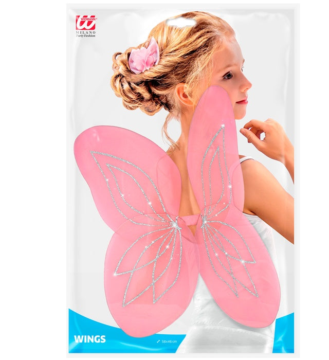Rosa Flügel 58x46 cm als Kostümzubehör für Fasnacht und Mottoparty