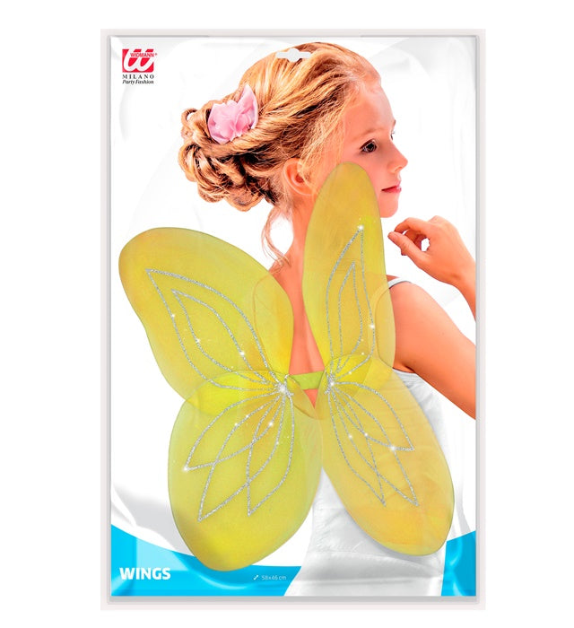 Gelbe Flügel 58x46 cm als Kostümzubehör für Fasnacht
