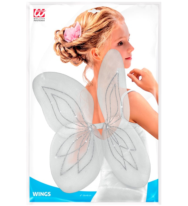 Weiße Flügel 58x46 cm als Kostümzubehör für Fasnacht und Karneval