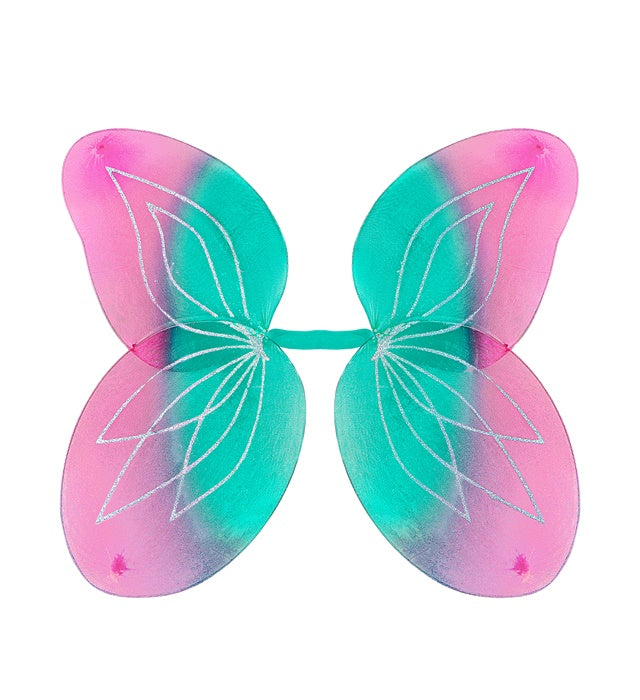 Hellblaue und rosa Flügel 58x46 cm als Kostümzubehör für Fasnacht und Karneval
