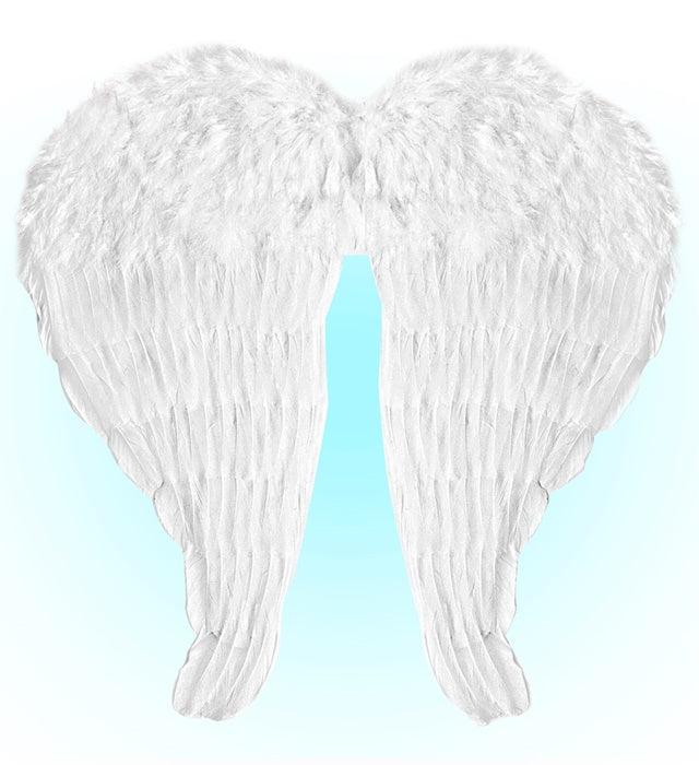 Weiße modellierbare Federflügel 60x46 cm als Fasnachts-Accessoire