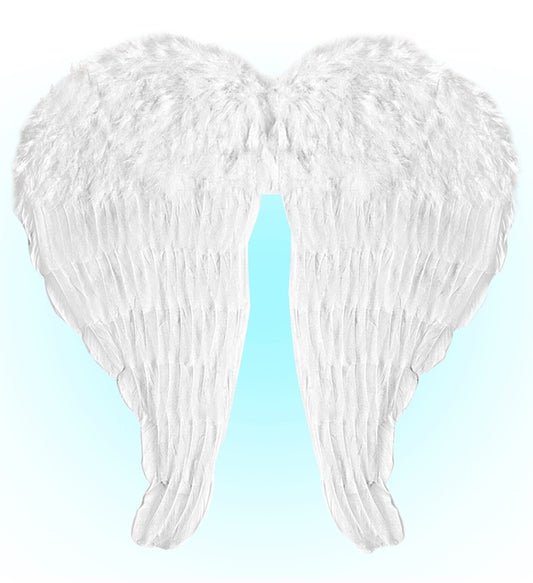 Weiße modellierbare Federflügel 60x46 cm als Fasnachts-Accessoire