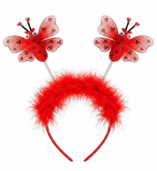 Roter Haarreif mit zwei kleinen Marienkäfern als Fasnachtsaccessoire