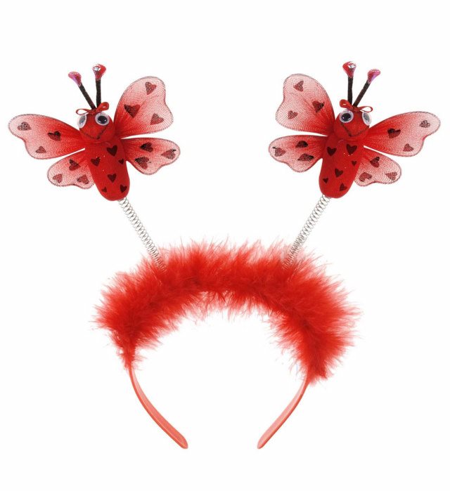 Roter Haarreif mit zwei kleinen Marienkäfern als Fasnachtsaccessoire