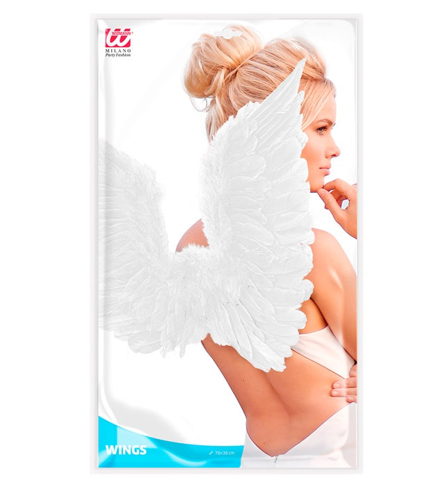 Weisse Engels Federflügel 78x36 cm als Kostümaccessoire