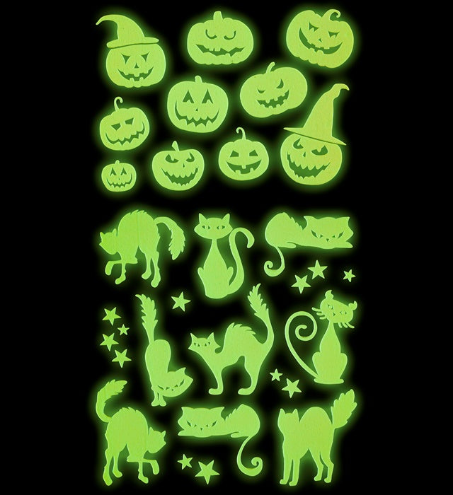 Glow-in-the-Dark Halloween Deko Sticker mit Tiermotiven, 21x15 cm
