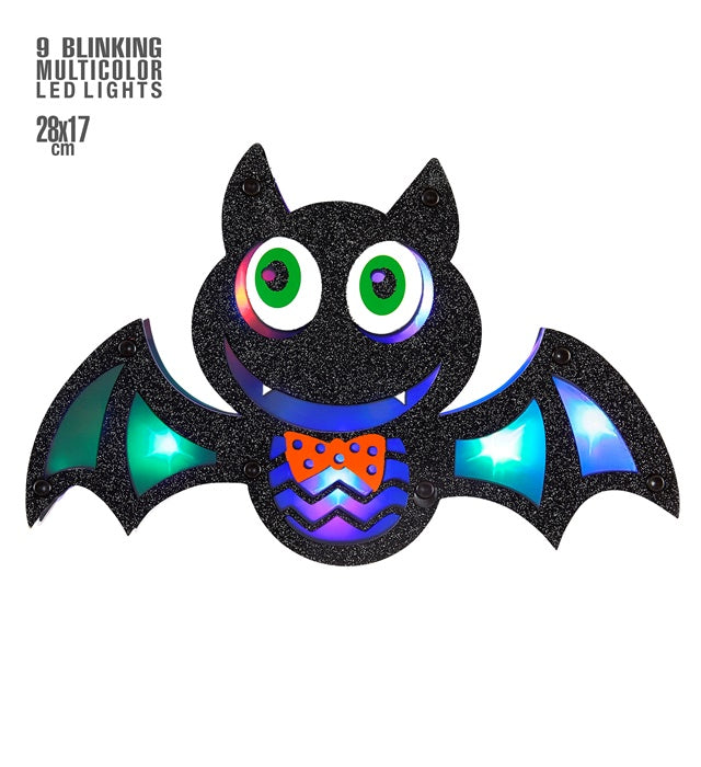 Fledermaus Wanddekoration mit 9 bunten LED-Lichtern, 28x17 cm