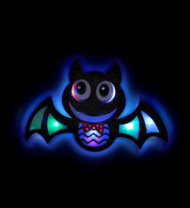 Fledermaus Wanddekoration mit 9 bunten LED-Lichtern, 28x17 cm