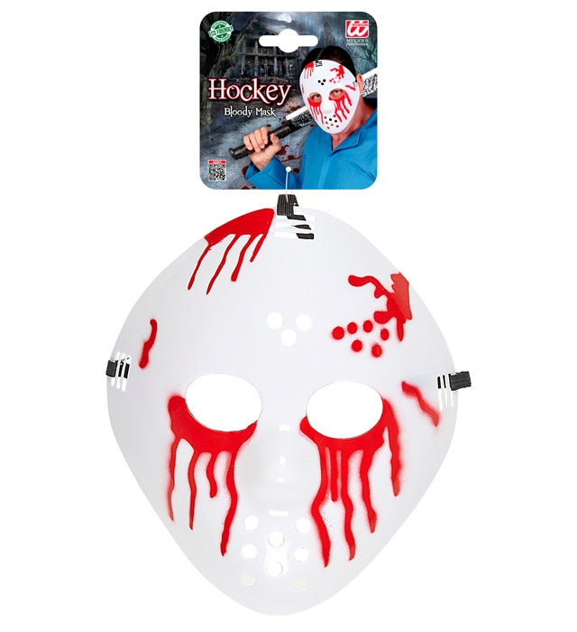 Blutige Hockey Maske mit realistischem Blutspritzermuster