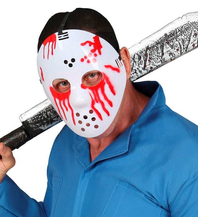Blutige Hockey Maske mit realistischem Blutspritzermuster