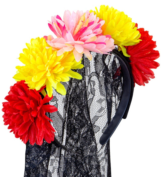 Dia de los Muertos Schleier mit bunten Blumen und farbenfrohem Design
