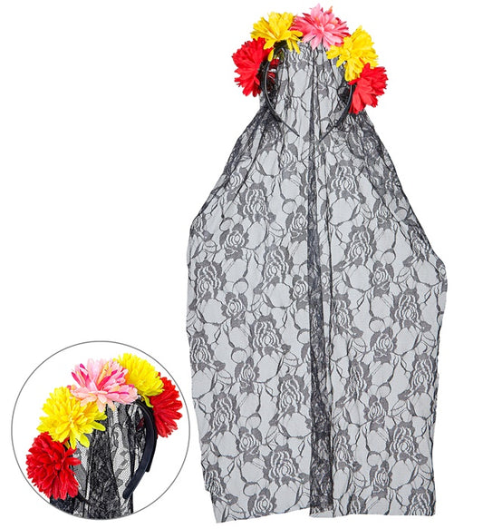 Dia de los Muertos Schleier mit bunten Blumen und farbenfrohem Design