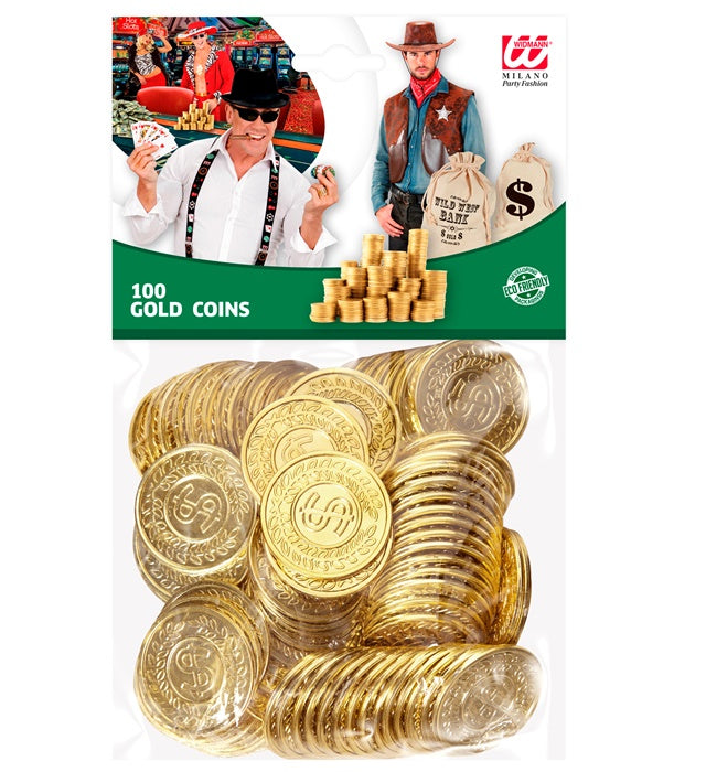 Set mit 100 goldenen Spielmünzen für Fasnacht und Karneval
