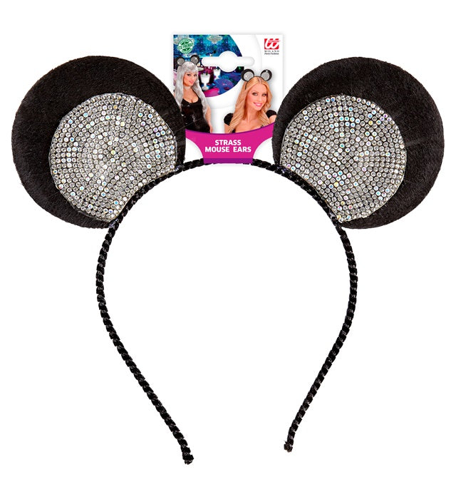 Strass-Mausohren mit glitzernden Steinen für Fasnachtskostüm