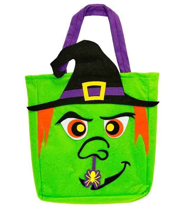 Schwarze Hexentasche mit 'Trick or Treat' Schriftzug für Fasnacht und Halloween