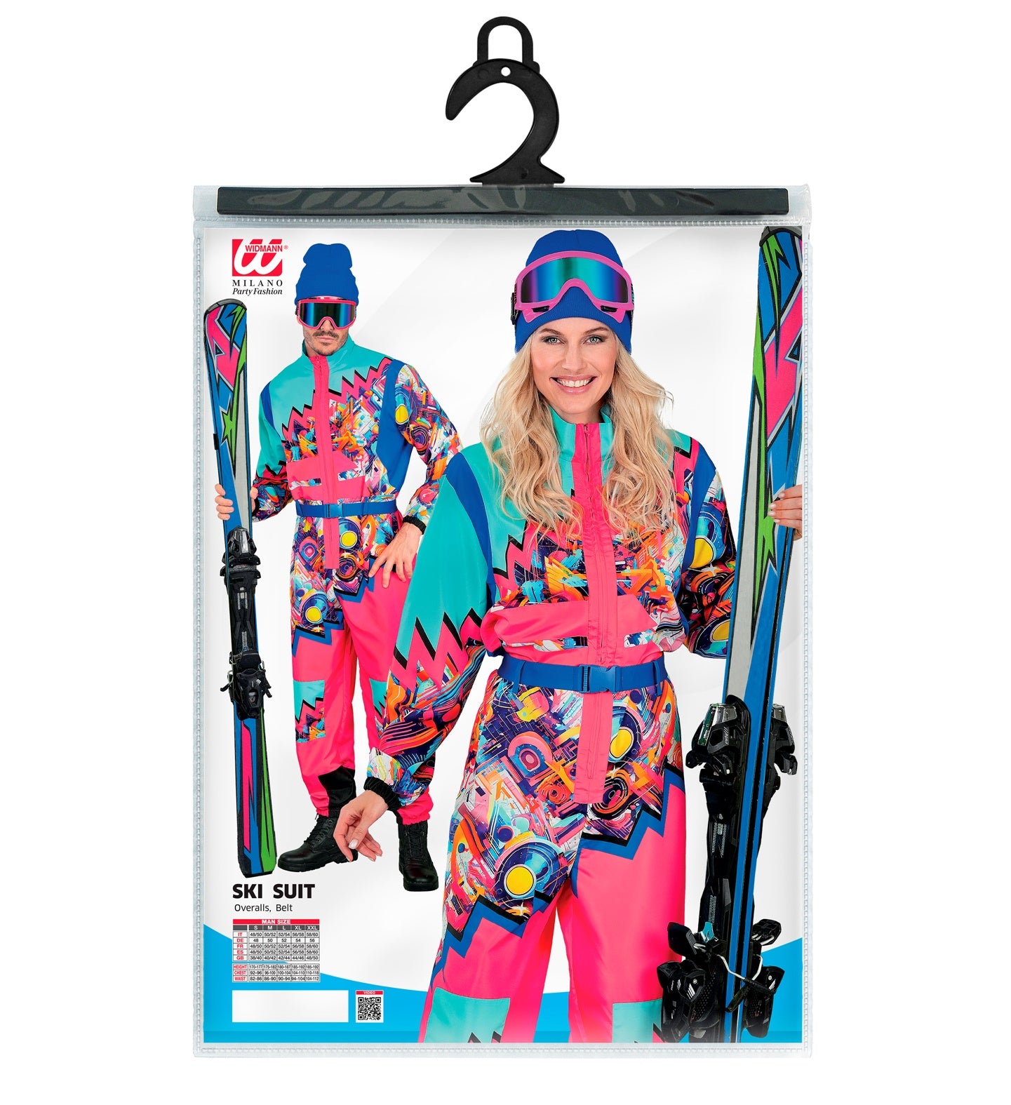 Neon Pink - Blau Snowboarder Unisex Jumpsuit Skianzug mit Overall, Gürtel