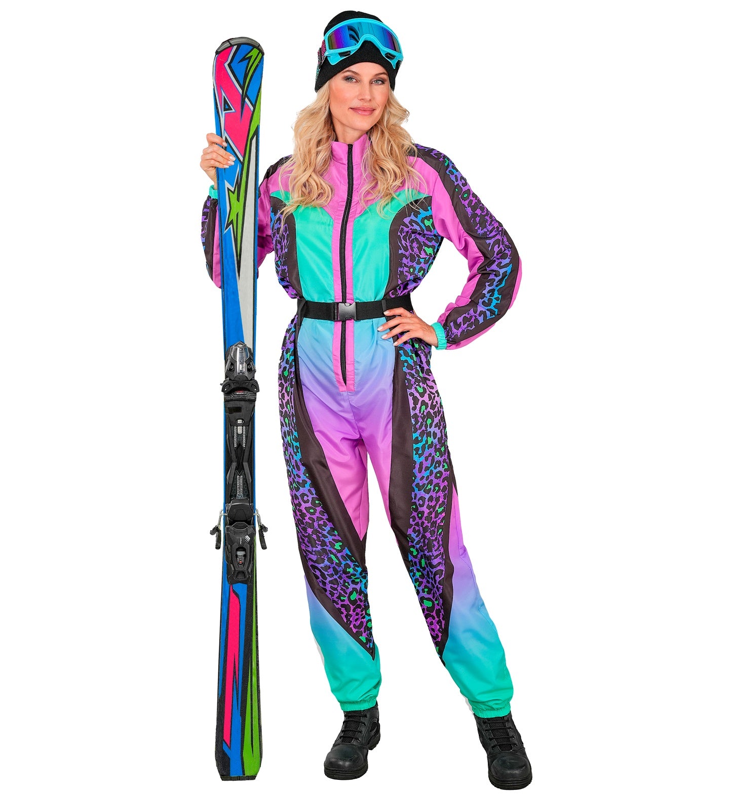 Leopardenmuster bunt Snowboarder Unisex Jumpsuit Skianzug mit Overall, Gürtel