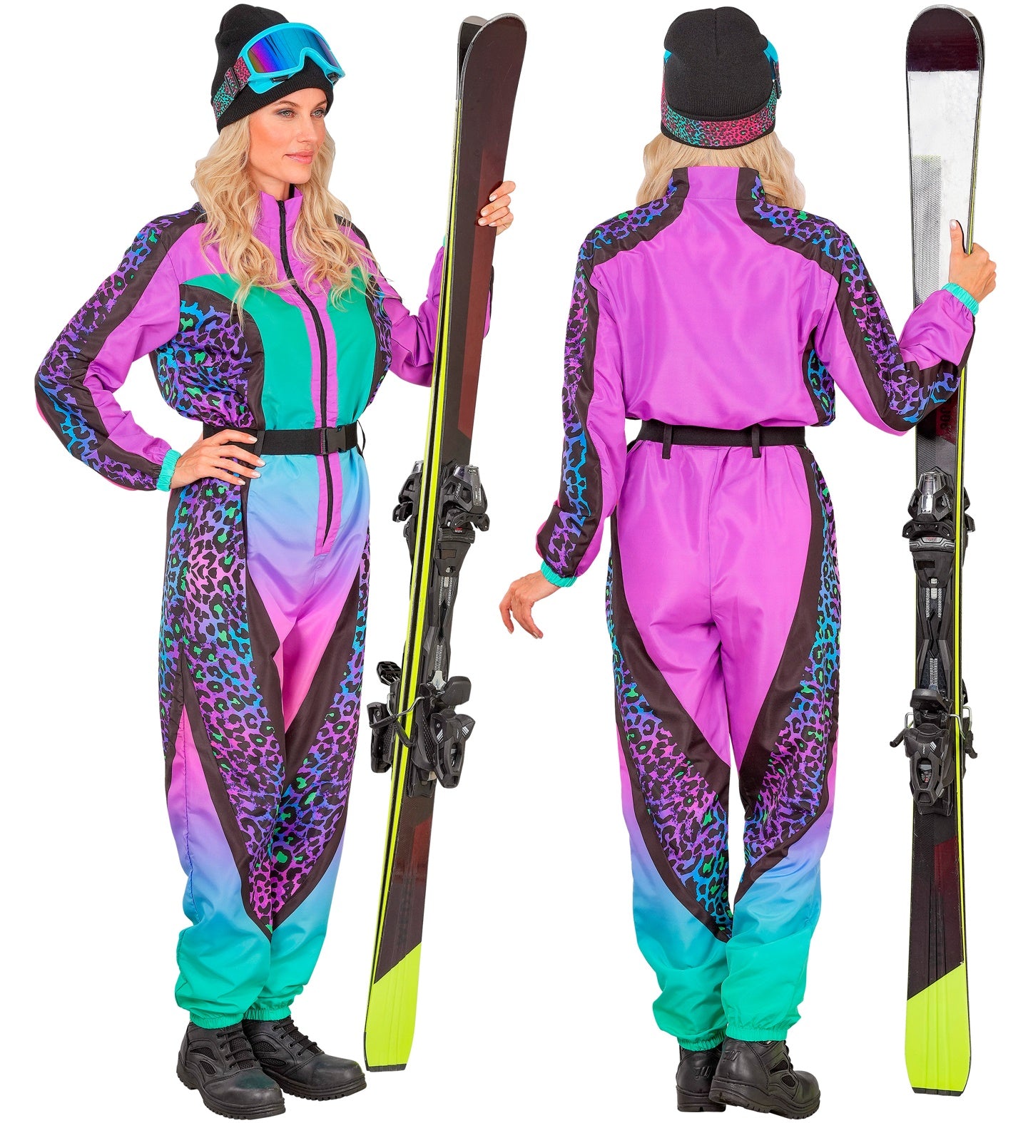 Leopardenmuster bunt Snowboarder Unisex Jumpsuit Skianzug mit Overall, Gürtel