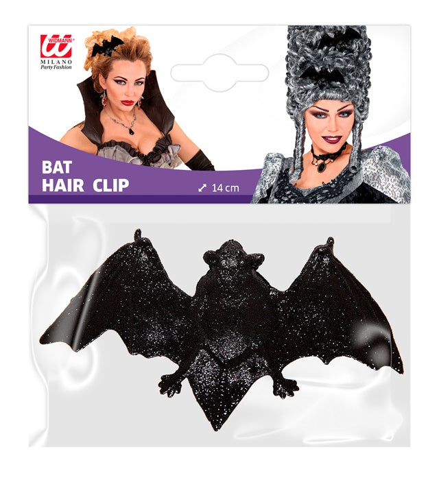 Schwarze Haarspange mit Fledermaus-Motiv für Fasnacht