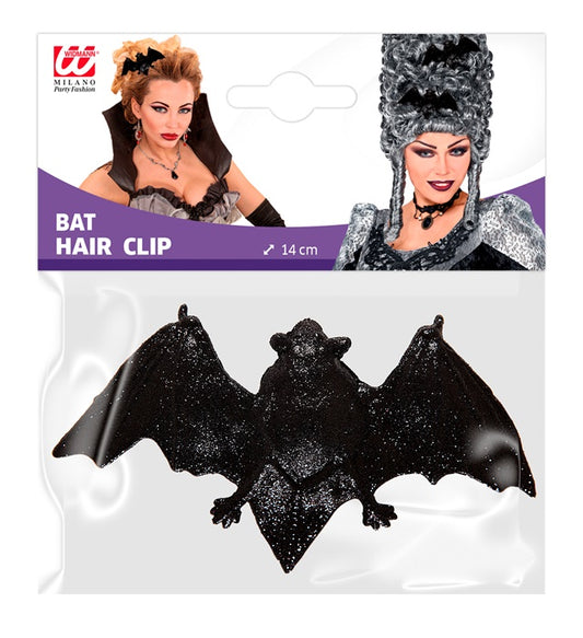 Schwarze Haarspange mit Fledermaus-Motiv für Fasnacht