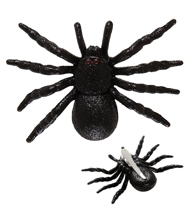 Haarspange in Form einer schwarzen Spinne als Fasnachts-Accessoire