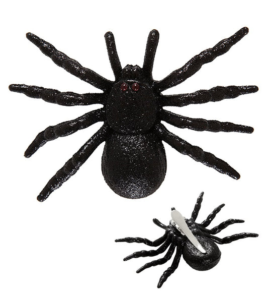 Haarspange in Form einer schwarzen Spinne als Fasnachts-Accessoire