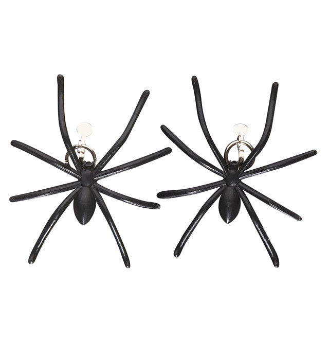 Paar schwarze Spinnen Ohrringe als Fasnacht und Halloween Accessoire