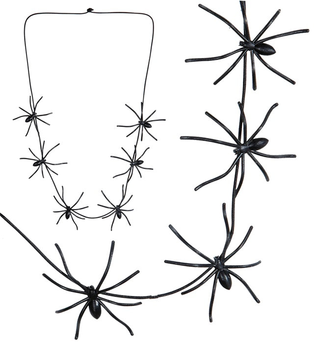 Schwarze Spinnenkette mit 60 cm Länge als Fasnachts- und Halloween-Schmuck