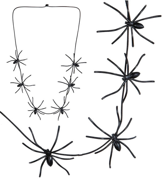 Schwarze Spinnenkette mit 60 cm Länge als Fasnachts- und Halloween-Schmuck