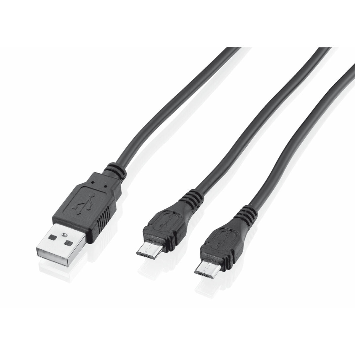 Schwarzes Trust Micro-USB-Kabel GXT 222, 3,5 m lang, mit zwei Micro-USB-Anschlüssen.