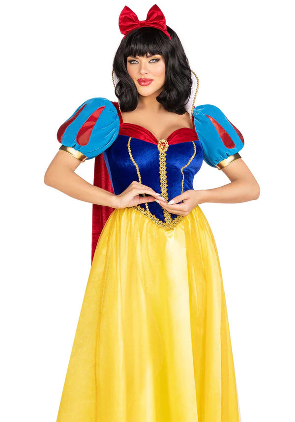 Fasnacht24 Klassisches Schneewittchen Kleid Damen Rot Gelb Blau – Detailansicht