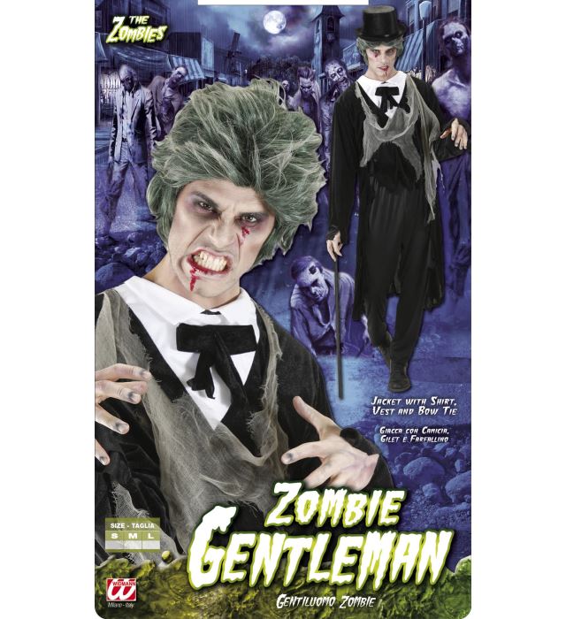 Zombie Gentleman Kostüm mit Jacke, Hemd, Weste und Fliege für Fasnacht