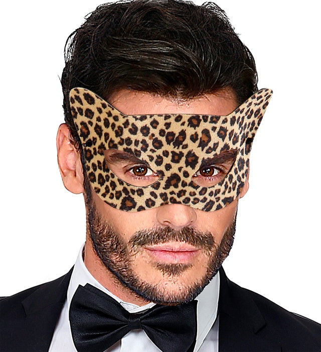 Leoparden Augenmaske mit realistischem Muster für Fasnacht und Karneval