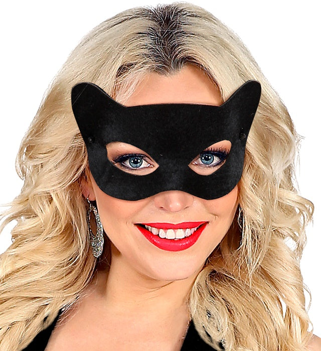 Schwarze Katzaugen-Maske für Fasnacht und Karneval